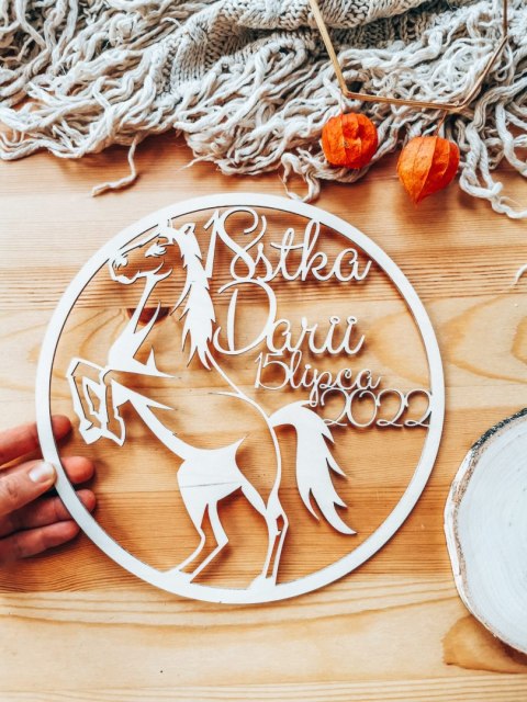 Koło z imieniem - koń - (obręcz imienna z koniem, konik)