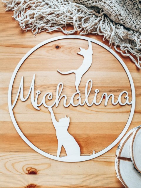 Koło z imieniem - kotki - (obręcz imienna z kotami z kotem kot kotek)