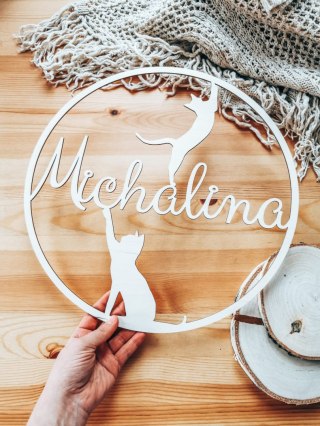 Koło z imieniem - kotki - (obręcz imienna z kotami z kotem kot kotek)