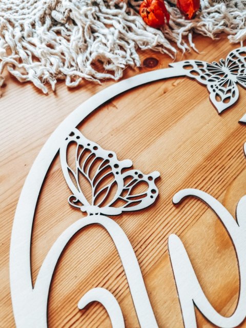 Koło z imieniem - motylki - (obręcz imienna, motyl motyle)