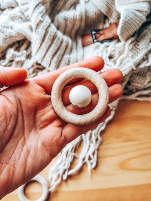 Korale drewniane 20mm (10szt) z dziurką - (koralik na głowę głowa aniołka anioł aniołek)