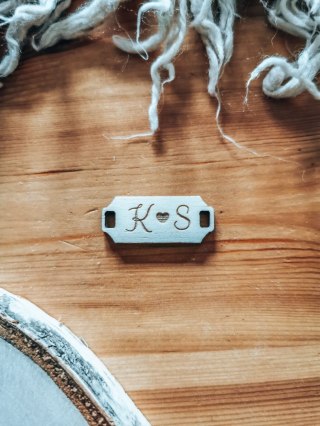 Łącznik do bransoletki /naszyjnika (1szt) - INICJAŁY z sercem - - - (bransoletka, naszyjnik, kolia, baza do kolii, Walentynki)