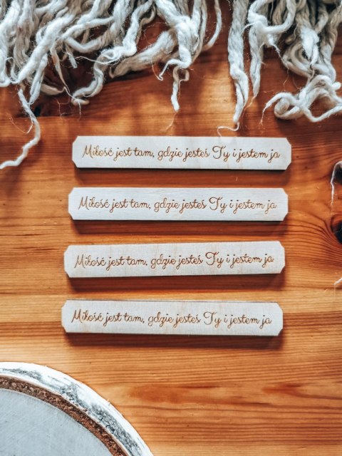 Miłość jest tam... - TABLICZKA (4szt) 10cm/12cm/14cm (8 wzorów) - - - (na Walentynki Ślub Podziękowanie)