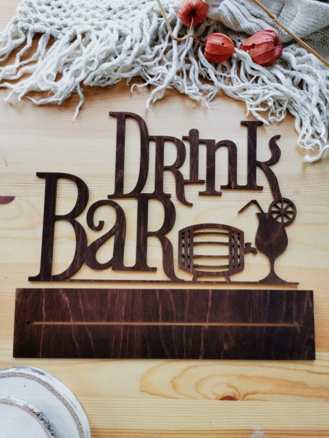 Napis na stół 30-60cm (1szt) - Drink Bar (9 czcionek) - (napis stojący na stół alkoholowy, z alkoholem)