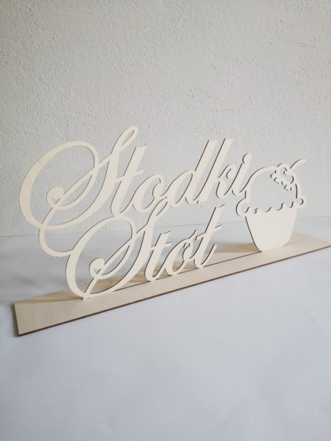 Napis na stół 30-60cm (1szt) - Słodki Stół (9 czcionek) - napis stojący