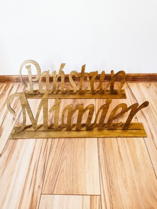 Napis stojący 30-60cm (1szt) - Imienny ZESTAW dwa napisy - napis na stół Pary Młodej