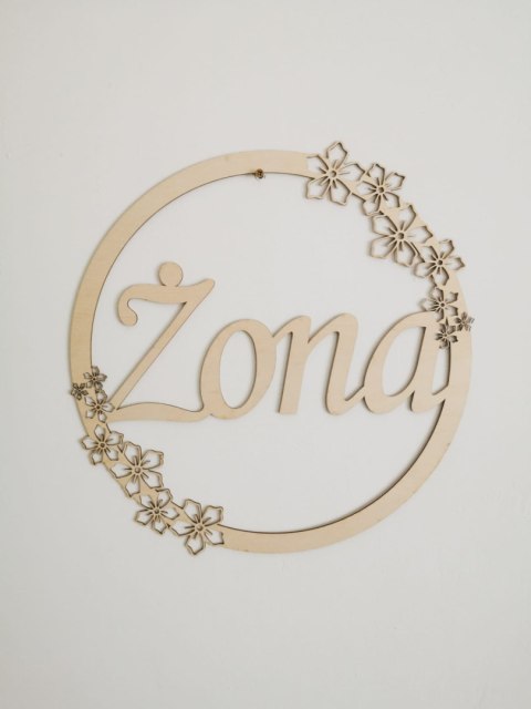 Obręcz (1szt) - koło Mąż / Żona - wzór kwiaty