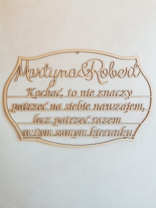 Obręcz ślubna 40x60cm (1szt) - Kochać to nie znaczy - imienna