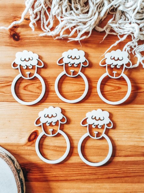 Pierścień na serwetę - baranek 01 (5szt) - baza do zawieszki, breloczka (zawieszka na wielkanoc, dekoracje wielkanocne)