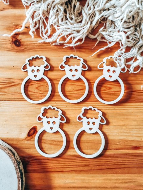 Pierścień na serwetę - baranek 02 (5szt) - baza do zawieszki, breloczka (zawieszka na wielkanoc, dekoracje wielkanocne)
