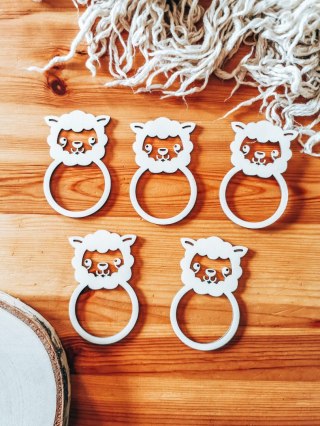 Pierścień na serwetę - baranek 03 (5szt) - baza do zawieszki, breloczka (zawieszka na wielkanoc, dekoracje wielkanocne)