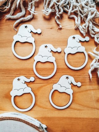 Pierścień na serwetę - czapka (5szt) - baza do bombki, zawieszki, breloczka (Gwiazdka Boże Narodzenie bombka zawieszka, choinka)