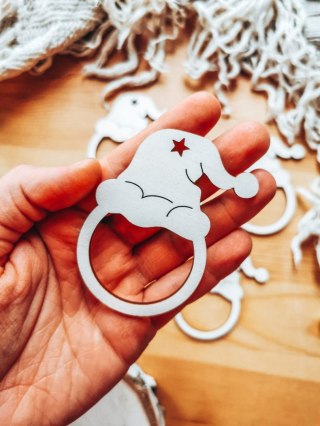 Pierścień na serwetę - czapka (5szt) - baza do bombki, zawieszki, breloczka (Gwiazdka Boże Narodzenie bombka zawieszka, choinka)