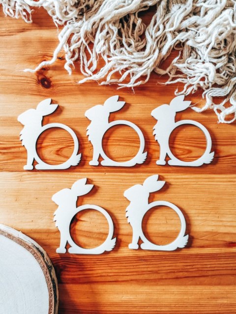 Pierścień na serwetę - królik 01 (5szt) - baza do zawieszki, breloczka (zawieszka na wielkanoc, dekoracje wielkanocne)