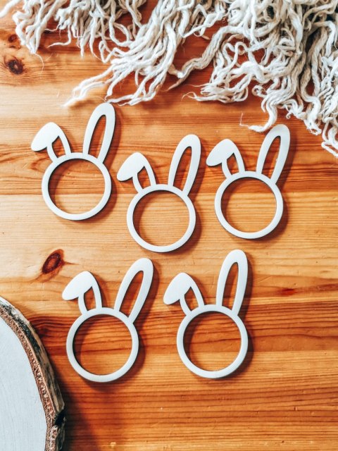 Pierścień na serwetę - uszy królika 01 (5szt) - baza do zawieszki, breloczka (zawieszka na wielkanoc, dekoracje wielkanocne)