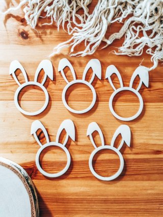Pierścień na serwetę - uszy królika 02 (5szt) - baza do zawieszki, breloczka (zawieszka na wielkanoc, dekoracje wielkanocne)