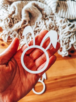 Pierścień na serwetę - uszy królika 02 (5szt) - baza do zawieszki, breloczka (zawieszka na wielkanoc, dekoracje wielkanocne)