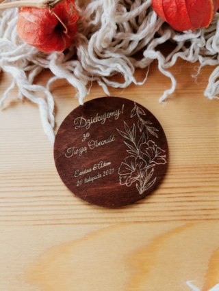 Podziękowanie MAGNES (3 wzory) - KWIATY kolor - (podziękowanie ślubne dla gości, prezent)