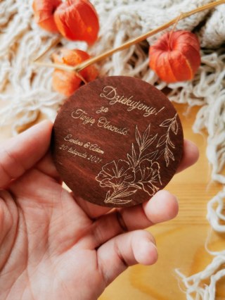 Podziękowanie MAGNES (3 wzory) - KWIATY kolor - (podziękowanie ślubne dla gości, prezent)