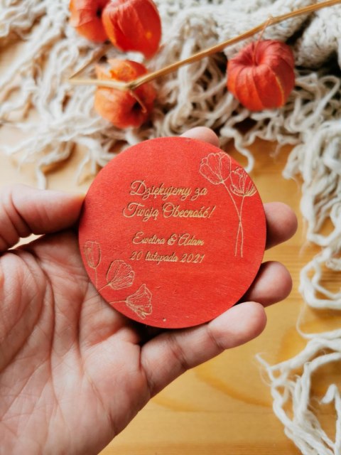 Podziękowanie MAGNES (3 wzory) - KWIATY kolor - (podziękowanie ślubne dla gości, prezent)