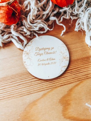 Podziękowanie MAGNES (3 wzory) - KWIATY - (podziękowanie ślubne dla gości, prezent)