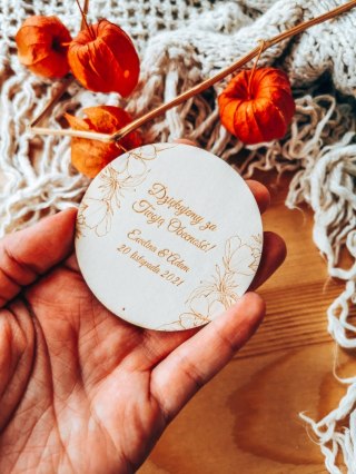 Podziękowanie MAGNES (3 wzory) - KWIATY - (podziękowanie ślubne dla gości, prezent)