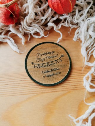 Podziękowanie MAGNES (5 wzorów) - LOVELY kolor, odwrócony grawer - (podziękowanie ślubne dla gości, prezent)