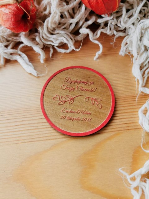 Podziękowanie MAGNES (5 wzorów) - LOVELY kolor, odwrócony grawer - (podziękowanie ślubne dla gości, prezent)