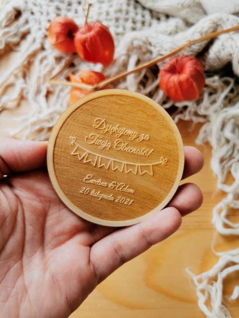Podziękowanie MAGNES (5 wzorów) - LOVELY odwrócony grawer - (podziękowanie ślubne dla gości, prezent)