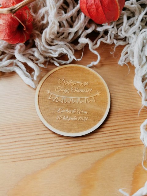 Podziękowanie MAGNES (5 wzorów) - LOVELY odwrócony grawer - (podziękowanie ślubne dla gości, prezent)