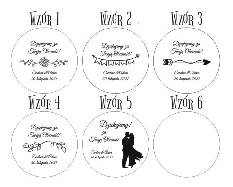 Podziękowanie MAGNES (5 wzorów) - LOVELY - (podziękowanie ślubne dla gości, prezent)