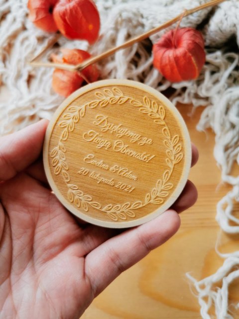 Podziękowanie MAGNES (6 wzorów) - WIANKI odwrócony grawer - (podziękowanie ślubne dla gości, prezent)