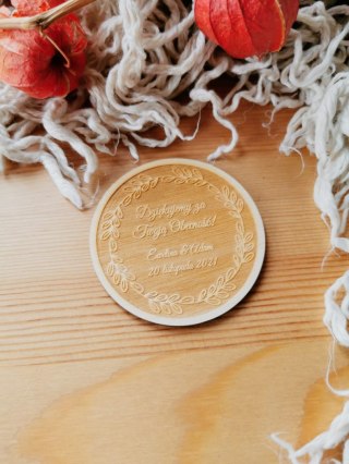 Podziękowanie MAGNES (6 wzorów) - WIANKI odwrócony grawer - (podziękowanie ślubne dla gości, prezent)