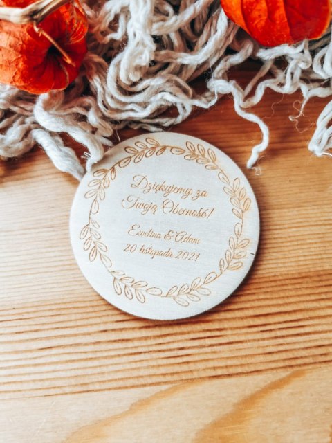 Podziękowanie MAGNES (6 wzorów) - WIANKI - (podziękowanie ślubne dla gości, prezent)