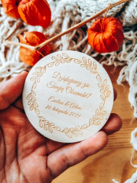 Podziękowanie MAGNES (6 wzorów) - WIANKI - (podziękowanie ślubne dla gości, prezent)