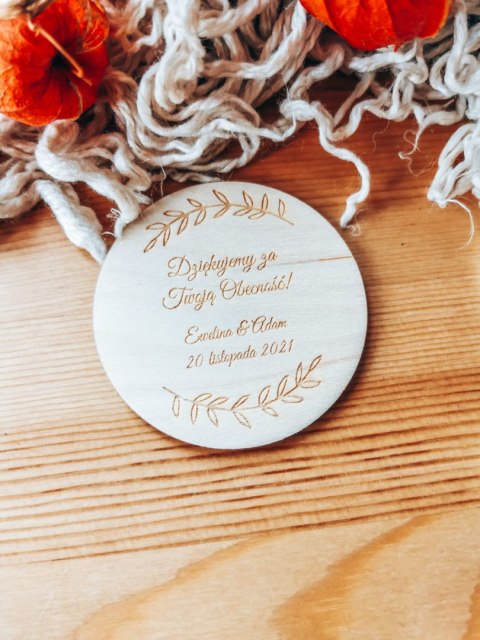 Podziękowanie MAGNES (6 wzorów) - WIANKI - (podziękowanie ślubne dla gości, prezent)
