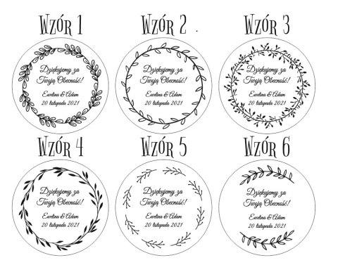 Podziękowanie MAGNES (6 wzorów) - WIANKI - (podziękowanie ślubne dla gości, prezent)