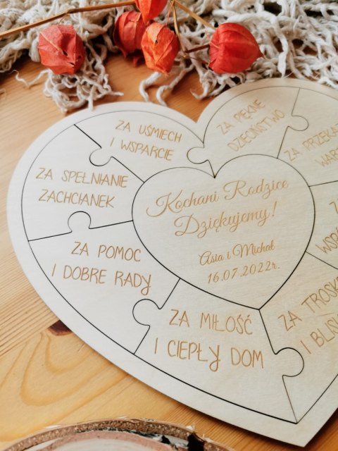 Podziękowanie dla Rodziców - PUZZLE serce