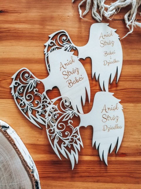 Skrzydła (12cm) (3szt) ANIOŁ STRÓŻ mix Babci i Dziadka - kształt M-01 - (skrzydełka do aniołka, anioła, aniołek, anioł, Dzień Dz