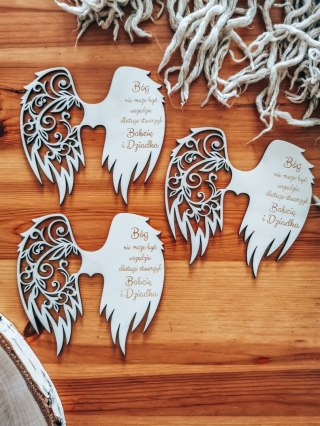 Skrzydła (12cm) (3szt) SENTENCJA mix dla Babci i Dziadka - kształt M-01 - (skrzydełka do aniołka, anioła, aniołek, anioł, Dzień 