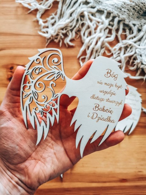 Skrzydła (12cm) (3szt) SENTENCJA mix dla Babci i Dziadka - kształt M-01 - (skrzydełka do aniołka, anioła, aniołek, anioł, Dzień 