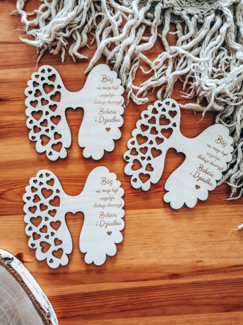 Skrzydła (12cm) (3szt) SENTENCJA mix dla Babci i Dziadka - kształt M-05 - - - (skrzydełka do aniołka, anioła, aniołek, anioł, Dz