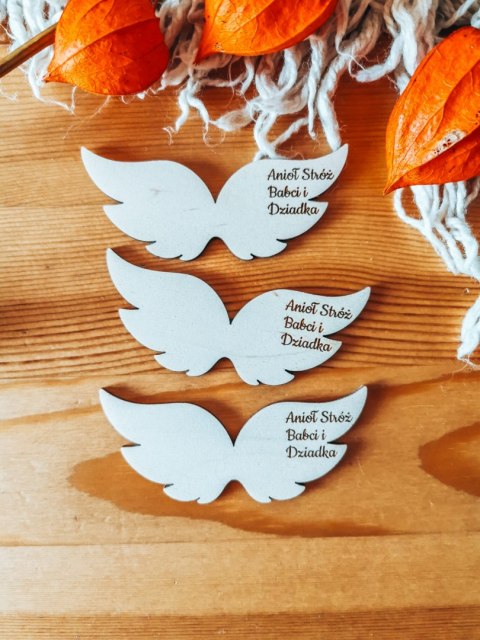 Skrzydła ! 3szt !- ANIOŁ STRÓŻ mix BABCI I DZIADKA (3szt) (9cm/12cm) - - - (grawerowane skrzydełka do aniołka, anioła, aniołek, 