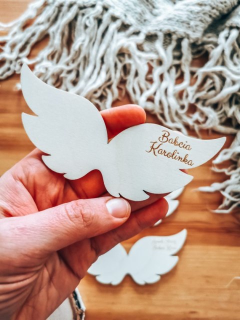 Skrzydła ! 3szt ! - BABCIA i DZIADEK IMIENNE (9cm/12cm) - - - (grawerowane skrzydełka do aniołka, anioła, aniołek, anioł, grawer