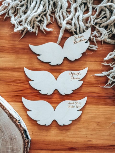 Skrzydła ! 3szt ! - BABCIA i DZIADEK IMIENNE (9cm/12cm) - - - (grawerowane skrzydełka do aniołka, anioła, aniołek, anioł, grawer