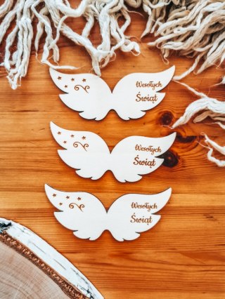Skrzydła ! 3szt ! - WESOŁYCH ŚWIĄT (9cm/12cm) - - - (skrzydełka do aniołka, anioła, aniołek, anioł)
