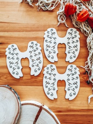 Skrzydła anioła (12cm) (3szt) - kształt M-03, ażur 01 - (skrzydełka do aniołka, aniołek, anioł)