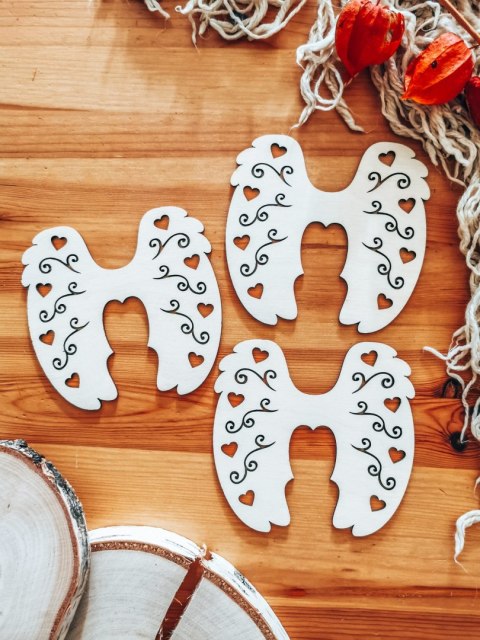 Skrzydła anioła (12cm) (3szt) - kształt M-03, ażur 03 - (skrzydełka do aniołka, aniołek, anioł)