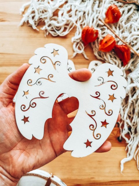 Skrzydła anioła (12cm) (3szt) - kształt M-03, ażur 04 - (skrzydełka do aniołka, aniołek, anioł)