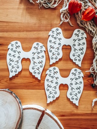 Skrzydła anioła (12cm) (3szt) - kształt M-04, ażur 01 - (skrzydełka do aniołka, aniołek, anioł)